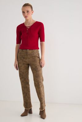 Imagen 2 del producto Polera Lisa Tejida Rojo 18207125003103