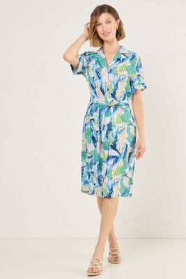 Vestido Estampado Camisero Azul Ma Griffe 13102225011104