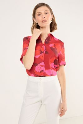 Blusa Estampada Camisera Rojo Ma Griffe 14102225006103