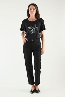 Polera Con Estampado Focalizado Negro Ma Griffe 14602125001102