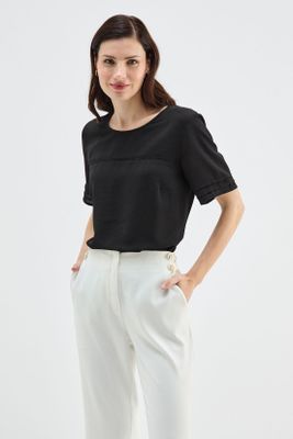 Polera Doble Tela Lisa Negro Ma Griffe 14202224065102