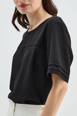 Imagen 2 del producto Polera Doble Tela Lisa Negro Ma Griffe 14202224065102