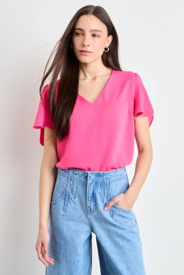 Blusas Manga Corta Fucsia iO 14020225061116