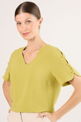 Blusas Manga Corta Verde Ma Griffe 14002225005137