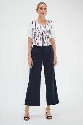 Pantalon Wide Con Pinzas Azul Ma Griffe 11002125001104