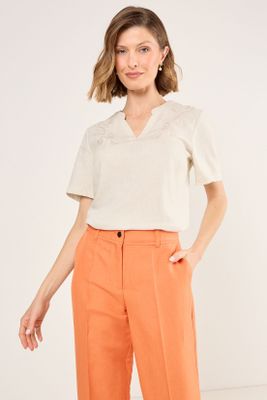 Blusas Manga Corta Beige Ma Griffe 14002225061106