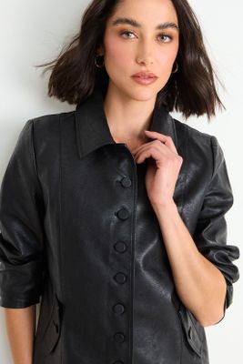 Imagen 2 del producto Chaqueta Lisa De Pu Entallada Negro Ash 17507126052102