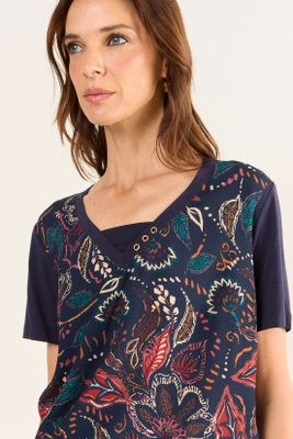 Imagen 2 del producto Polera Estampada Doble Tela Azul Ma Griffe 14602126001104