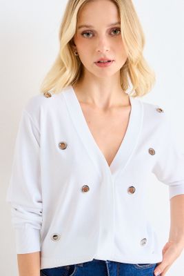 Imagen 2 del producto Cardigan Con Aplicaciones Metalicas Crudo Ash 18007126050105