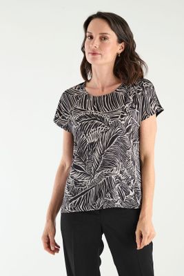 Polera Manga Caida Estampada Negro Ma Griffe 14602125050102