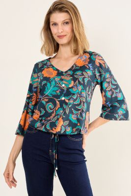 Polera Escote En V Azul Ma Griffe 14302126001104