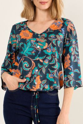 Imagen 2 del producto Polera Escote En V Azul Ma Griffe 14302126001104