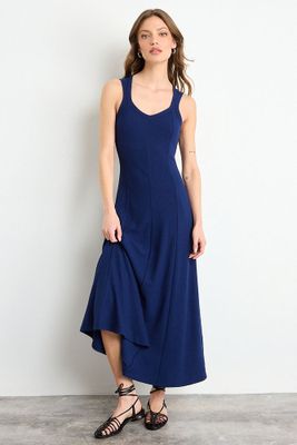 Vestido Liso Largo Azul iO 13420225003104