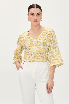 Blusa Estampada Manga Kimono Crudo Ma Griffe 14102224063105