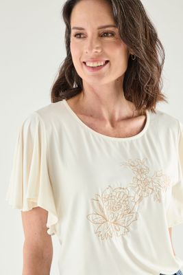 Imagen 2 del producto Polera Con Estampado Focalizado Crudo Ma Griffe 14602125001105