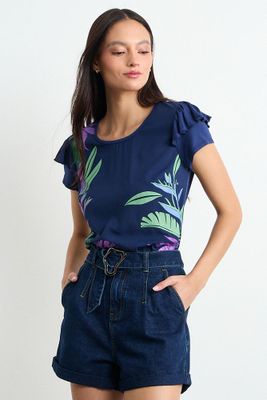 Polera Estampada Azul Marino iO 14620225008104