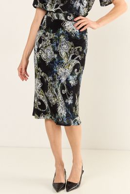 Imagen 2 del producto Falda Plisada Estampada Negro Ma Griffe 12102126050102