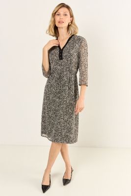 Vestido Estampado Escote En V Negro Ma Griffe 13102126001102