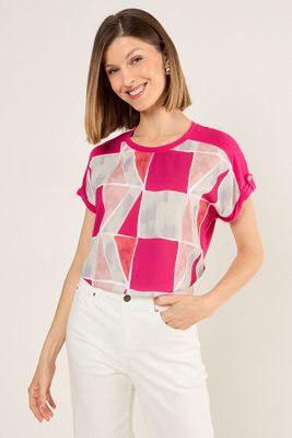 Polera Doble Tela Estampada Coral Ma Griffe 14602225001133