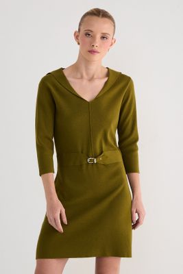 Vestido Tejido Liso verde musgo 13007125001107