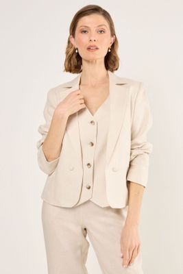 Imagen 1 del producto Blazer De Lino Corto Beige Ma Griffe 16002225057106