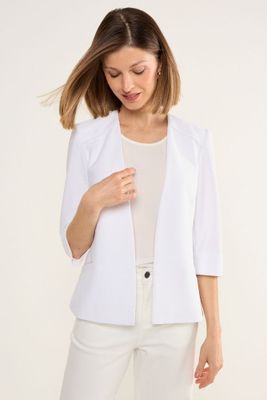 Blazer Abierto Con Textura Acanalada Blanco Ma Griffe 16002225007101