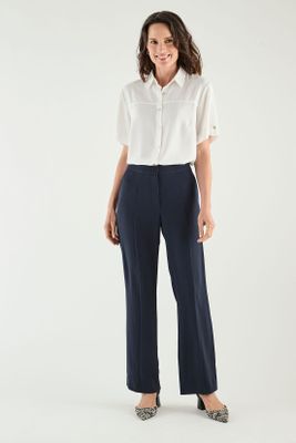 Pantalon Con Corte En Pierna Azul Ma Griffe 11002125051104