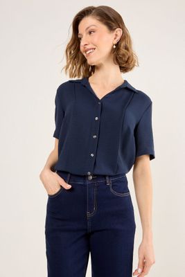 Blusa Camisera Azul Marino Ma Griffe 14002225012104