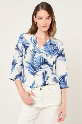 Blusa Lino Estampado Blanco Ma Griffe 14102225060101