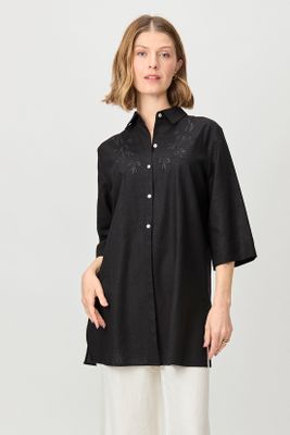 Tapado Camisero Lino Negro Ma Griffe 15402224055102