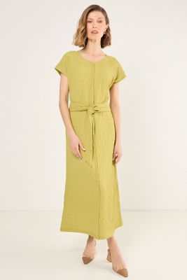 Vestido Con Textura Arrugada Verde Ma Griffe 13002225008137