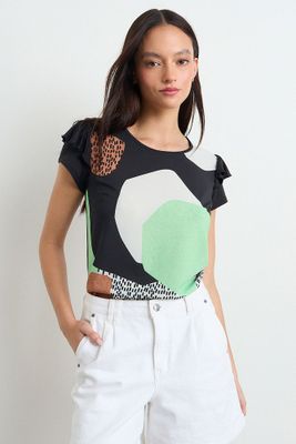 Polera Estampada Negro iO 14620225008102