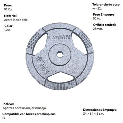 Imagen 2 del producto Disco Acero con Agarres 10 kg