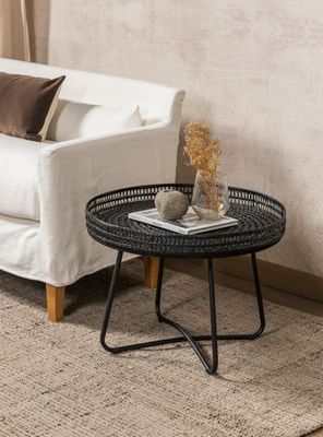 Mesa Rattan Metal Negro Amoblé