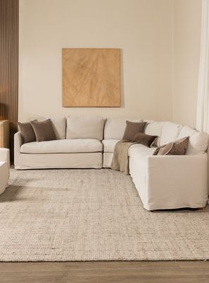 Sofa Seccional Helga Lino Beige La Amoblé