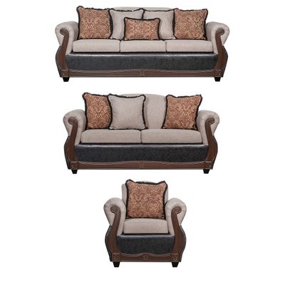 Juego de Living 3 2 1 Gran Columbia Beige Negro