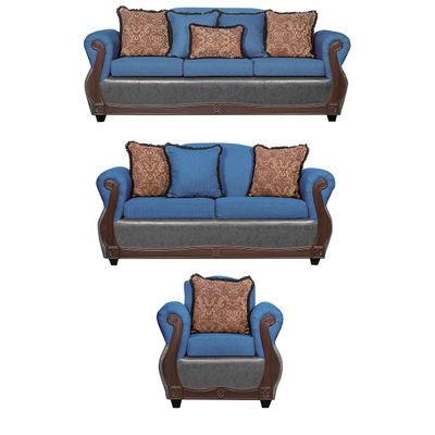 Juego de Living 3 2 1 Gran Columbia Azul Gris