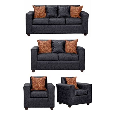 Juego de Living 3 2 1 1 Ezeiza Negro