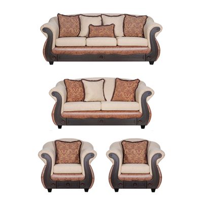 Juego de Living 3 2 1 1 Ashly Beige Terracota
