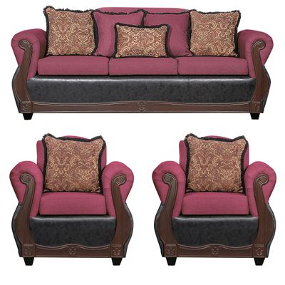 Juego de Living 3 1 1 Gran Columbia Burdeo Negro