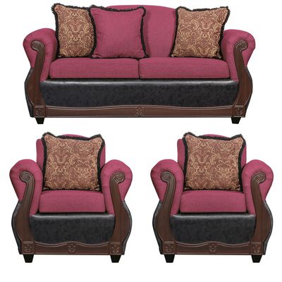 Juego de Living 2 1 1 Gran Columbia Burdeo Negro