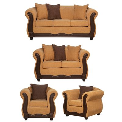 Juego de Living 3 2 1 1 Barcelona Oro