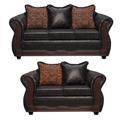 Juego de Living 3 2 Sofia PU Negro