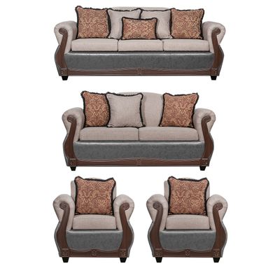 Juego de Living 3 2 1 1 Gran Columbia Beige Gris