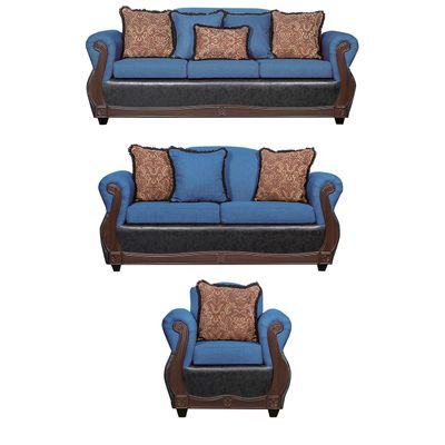 Juego de Living 3 2 1 Gran Columbia Azul Negro