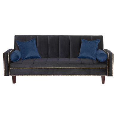 Futon Sofa Cama Vanguardia 200 x110 Negro - Azul