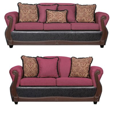 Juego de Living 3 2 Gran Columbia Burdeo Negro