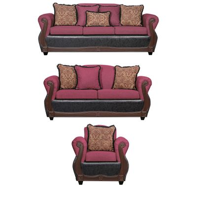 Juego de Living 3 2 1 Gran Columbia Burdeo Negro