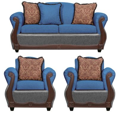 Juego de Living 2 1 1 Gran Columbia Azul Gris