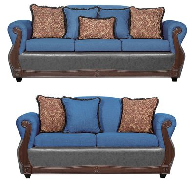 Juego de Living 3 2 Gran Columbia Azul Gris